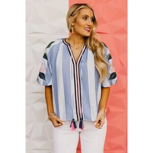 THML The Luca Embroidered Puff Sleeve Top nwt size medium retail $80 blouse